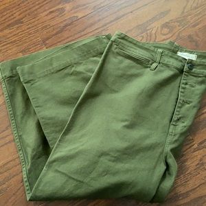 Green wide leg crop jeans